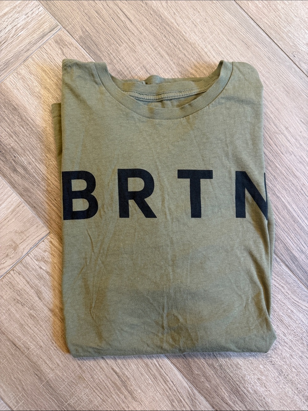 Burton Olive Green Short Sleeve Tee with Black BRTN Logo